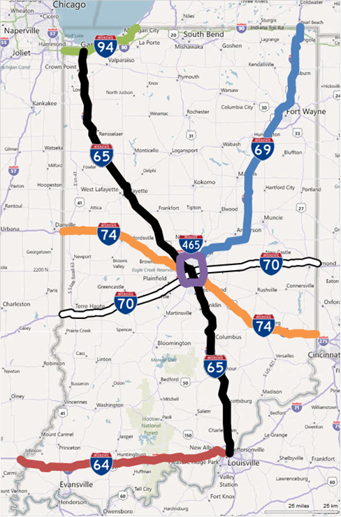 Map of IN Interstates